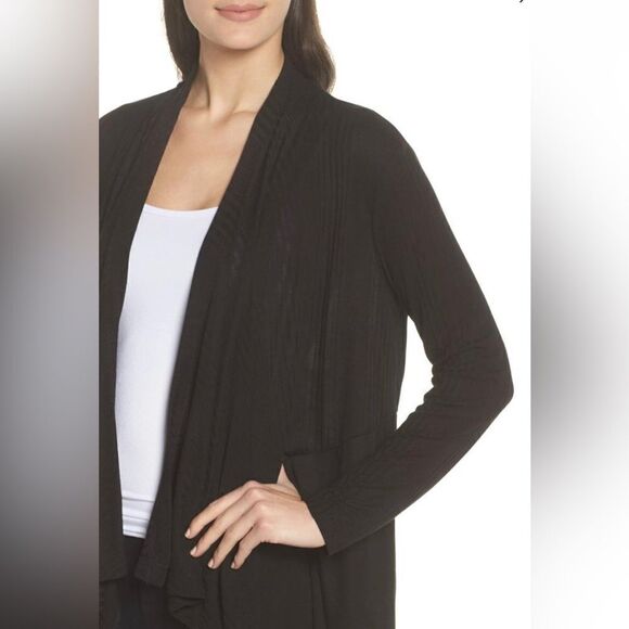 Splendid Pajama Drape Cardigan in Black - Small - Picture 4 of 8